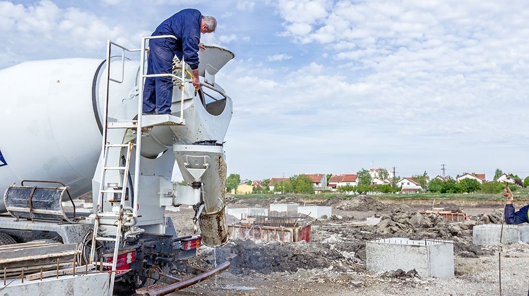 Concrete mixer being cleaned