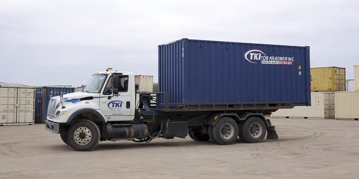 Shipping container on TKI truck